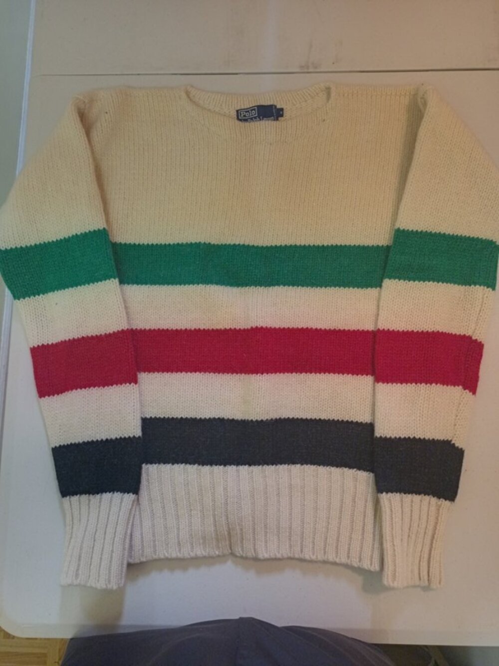 Polo Ralph Lauren 100% Wool Sweater Cardigan Adult Medium EUC Striped